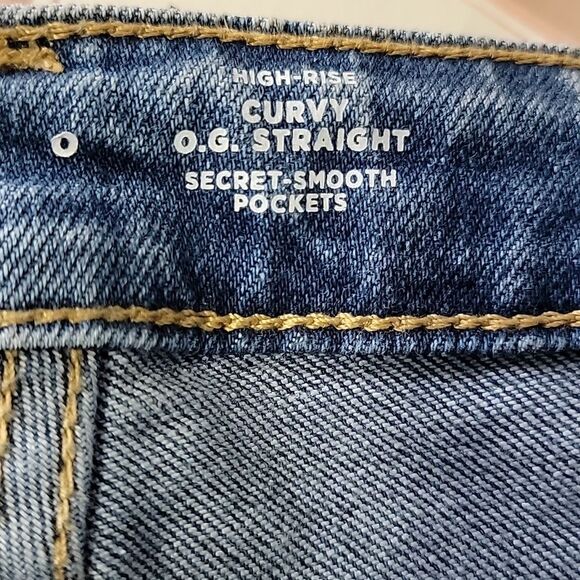 Old Navy extra stretch high rise curvy OG straight blue jeans size 0 NWT - Picture 8 of 10